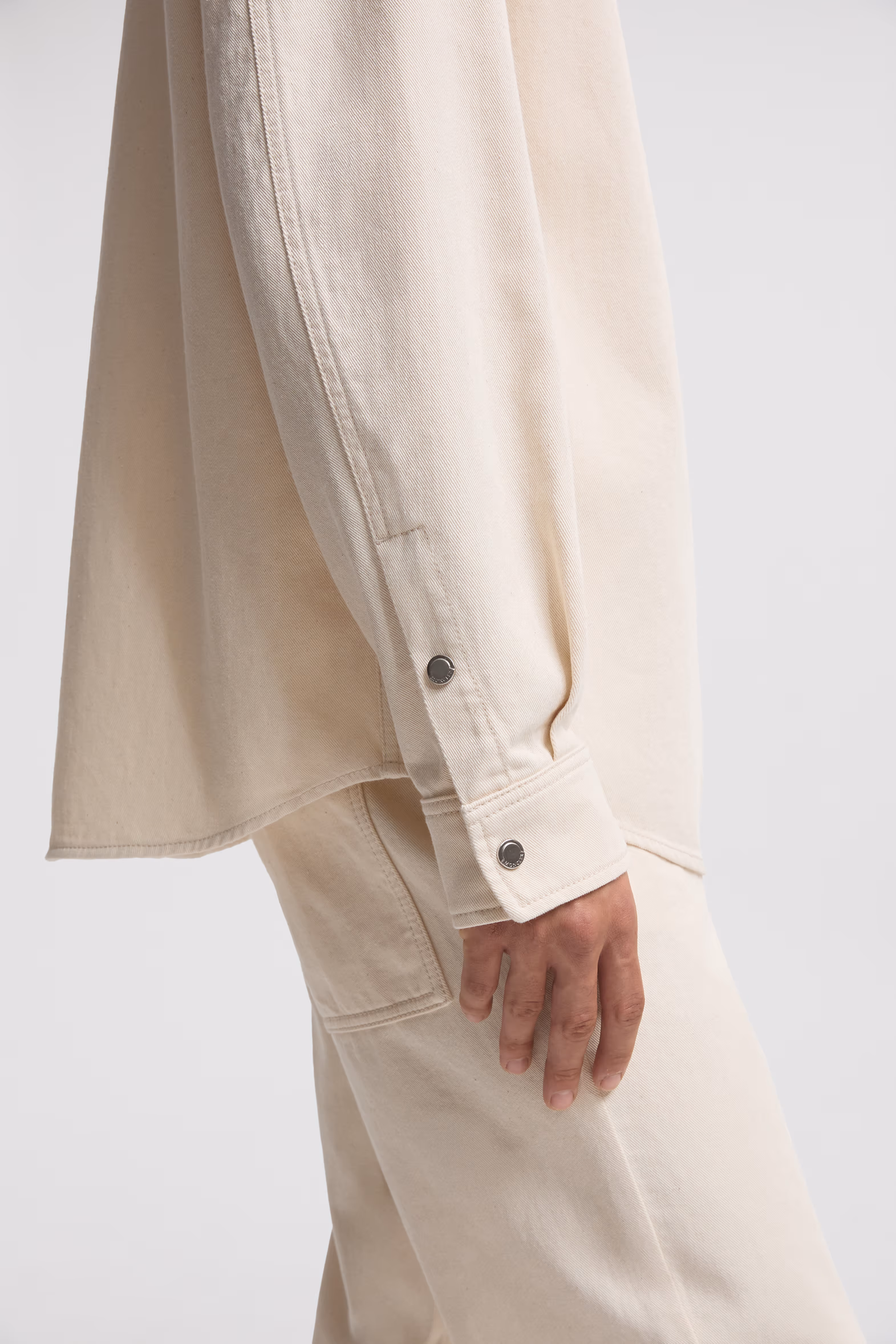 Denim Long Sleeve Shirt Men White Ivory Moncler 6